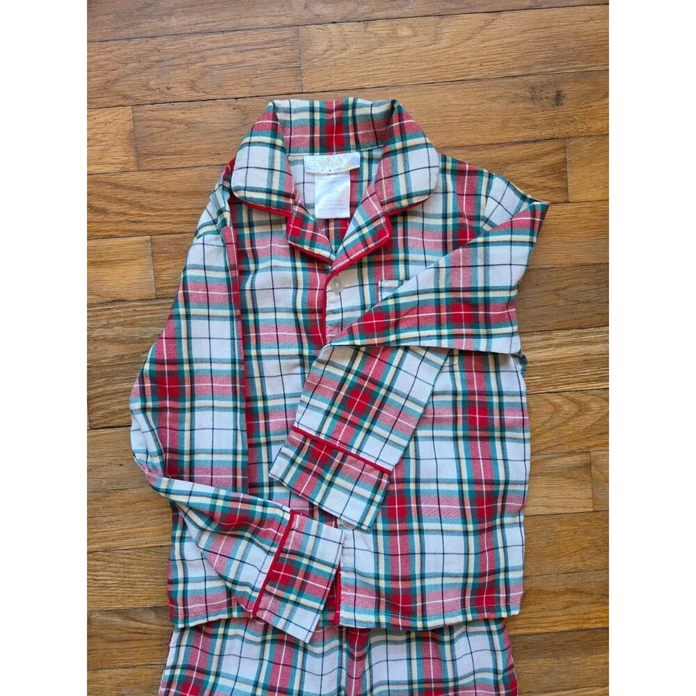 Saint Eve Kids plaid red green and white pajama set size xs christmas eve